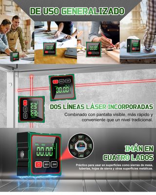 ★ Inclinómetro Láser doble, Nivel Burbuja Digital