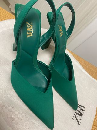 Zapato tacon verde 37 elegante