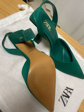 Zapato tacon verde 37 elegante