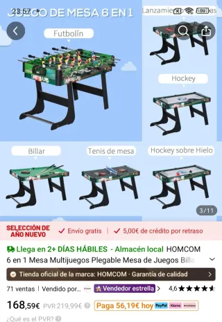 Mesa de juegos 6 en 1 HOMCOM