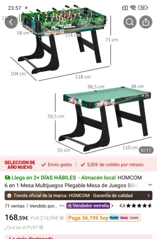 Mesa de juegos 6 en 1 HOMCOM