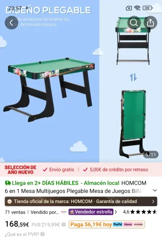 Mesa de juegos 6 en 1 HOMCOM