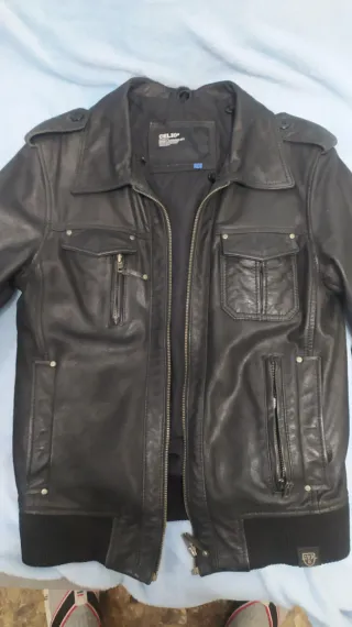 Chaqueta de piel de búfalo "Celio" Negra