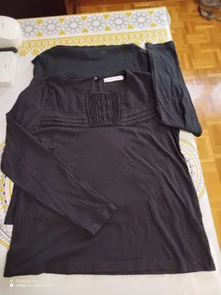 2 blusas negras manga larga, las 2 talla S