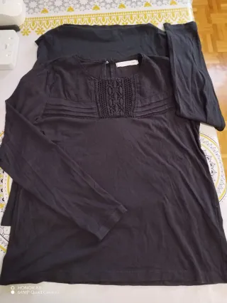 2 blusas negras manga larga, las 2 talla S