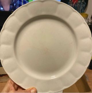 Plato de porcelana blanco.