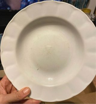 Plato de porcelana blanco.