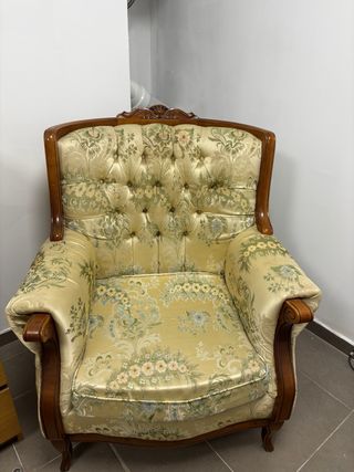 Sillón vintage tela y madera
