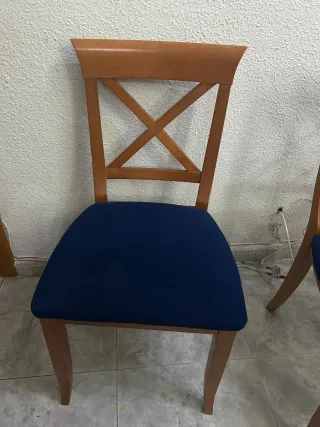 Mesa extensible madera y cristal + 6 sillas