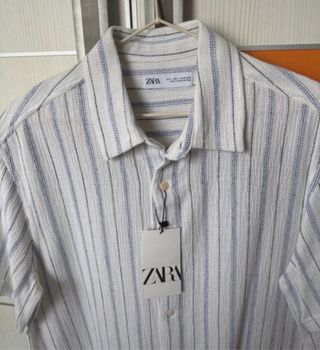 Camisa Zara Rayas Manga Corta Talla L