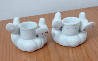 Pareja de Candelabros Palomas y Rosas