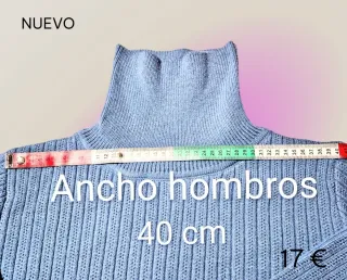 Jersey grueso Cuello alto de punto azul