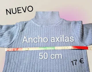 Jersey grueso Cuello alto de punto azul