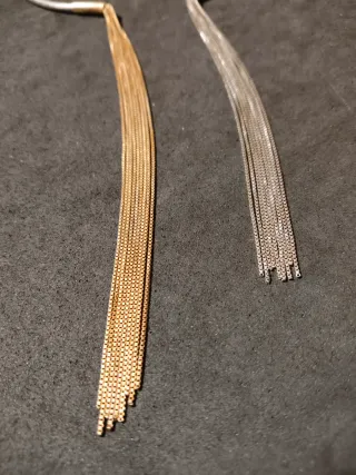 Gargantilla Plata Antigua con Flecos Dorados y Pla