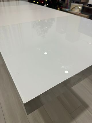 Mesa extensible cristal y aluminio