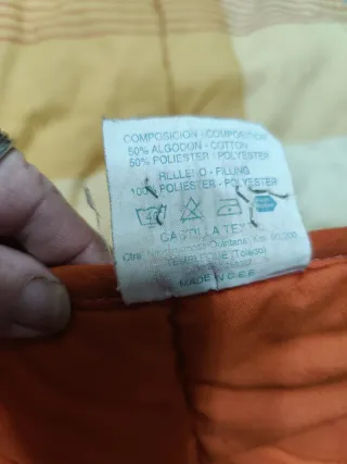 Edredón a cuadros naranja y amarillo