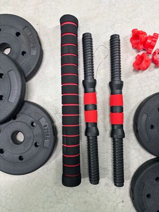 Set di manubri regolabili con barra lunga