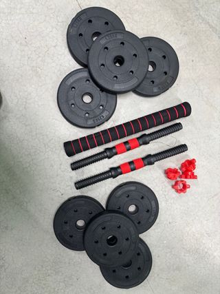 Set di manubri regolabili con barra lunga