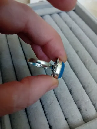 Anello Argento 925 Calcedonio Blu