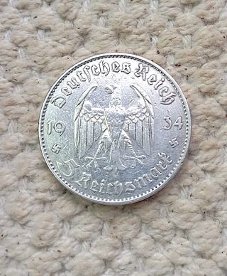 5 Marcos 1934 Garnisonskirche DRITTE REICH PLATA