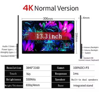 Monitor portatile AM OLED 13,3'' 4K