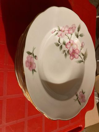 Set piatti porcellana Bohemia fiori rosa