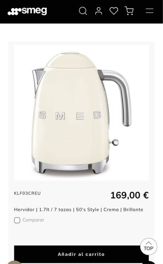 Hervidor SMEG KLF03CREU Crema Nuevo