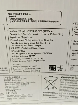 Monitor HP Omen 32 OLED 4K 240Hz