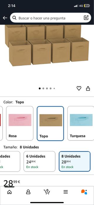 8 Cubos Almacenaje Tela 31x31x31 Color Topo NUEVOS