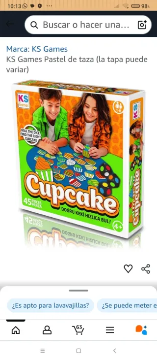 Juego de mesa Cupcake Pastel en Taza