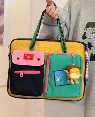 Bolso para portátil rosa y amarillo