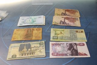 Egipto 17 billetes de piastras y libras 1940 y otros años, ver fotos.