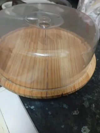 Quesera de bambú con tapa de cristal