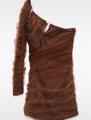 Abito Zara monospalla marrone tulle