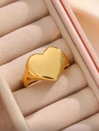 Anillo Corazón Acero Inoxidable Dorado