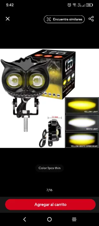 Faro LED Ojo de Búho para Moto