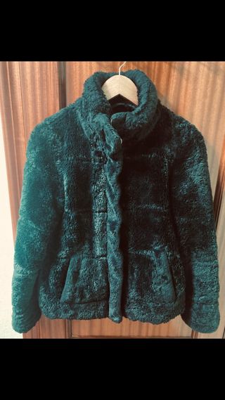 Cazadora peluche verde mujer