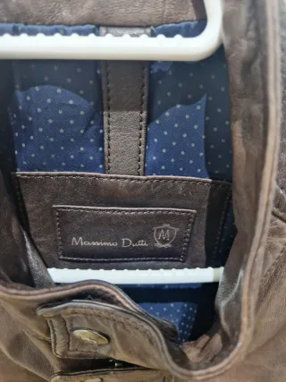 Cazadora Cuero Massimo Dutti Talla M Marrón