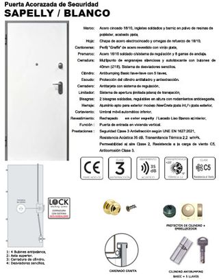 PUERTA ACORAZADA SAPELLY - BLANCA