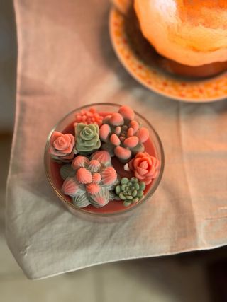 Candela vaso piante grasse fatta a mano