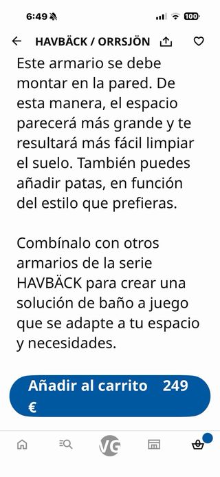 Mueble baño lavabo Ikea Havbäck Orrsjön