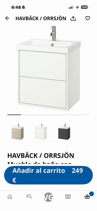 Mueble baño lavabo Ikea Havbäck Orrsjön