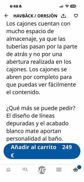 Mueble baño lavabo Ikea Havbäck Orrsjön