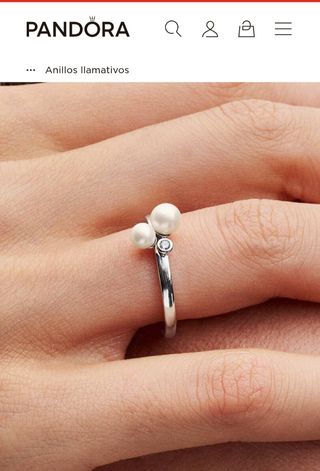 Anillo PANDORA Plata de Ley con Perla