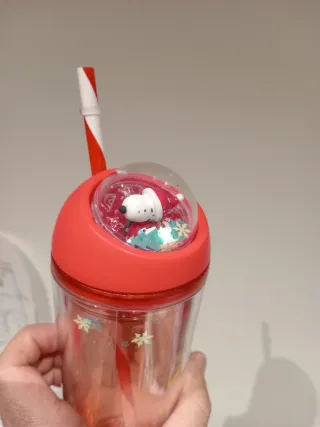 Vaso Snoopy Plástico Rojo y Transparente / Nuevo