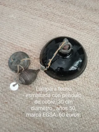 Lámpara techo esmaltada EGSA años 50