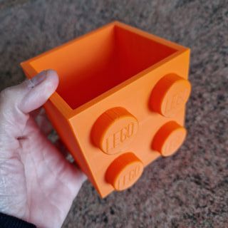 Portalápices Naranja Estilo Lego
