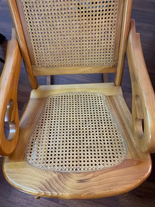 Mecedora Pino Macizo Rattan Poco Uso