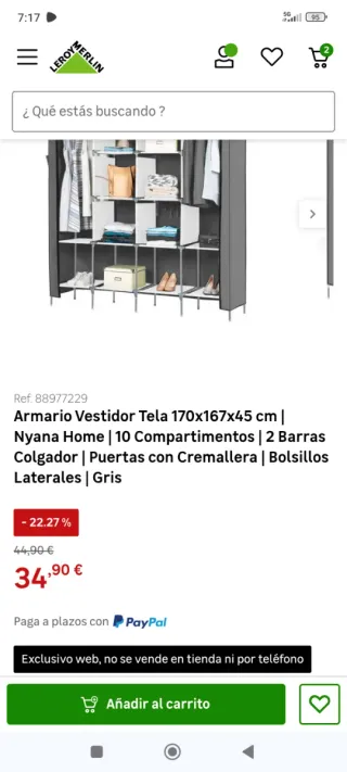 Armario Vestidor Tela Nyana Home Gris