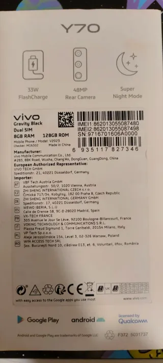 Vivo Y70: Smartphone con schermo leggermente piegato, perfettamente funzionante, appena formattato